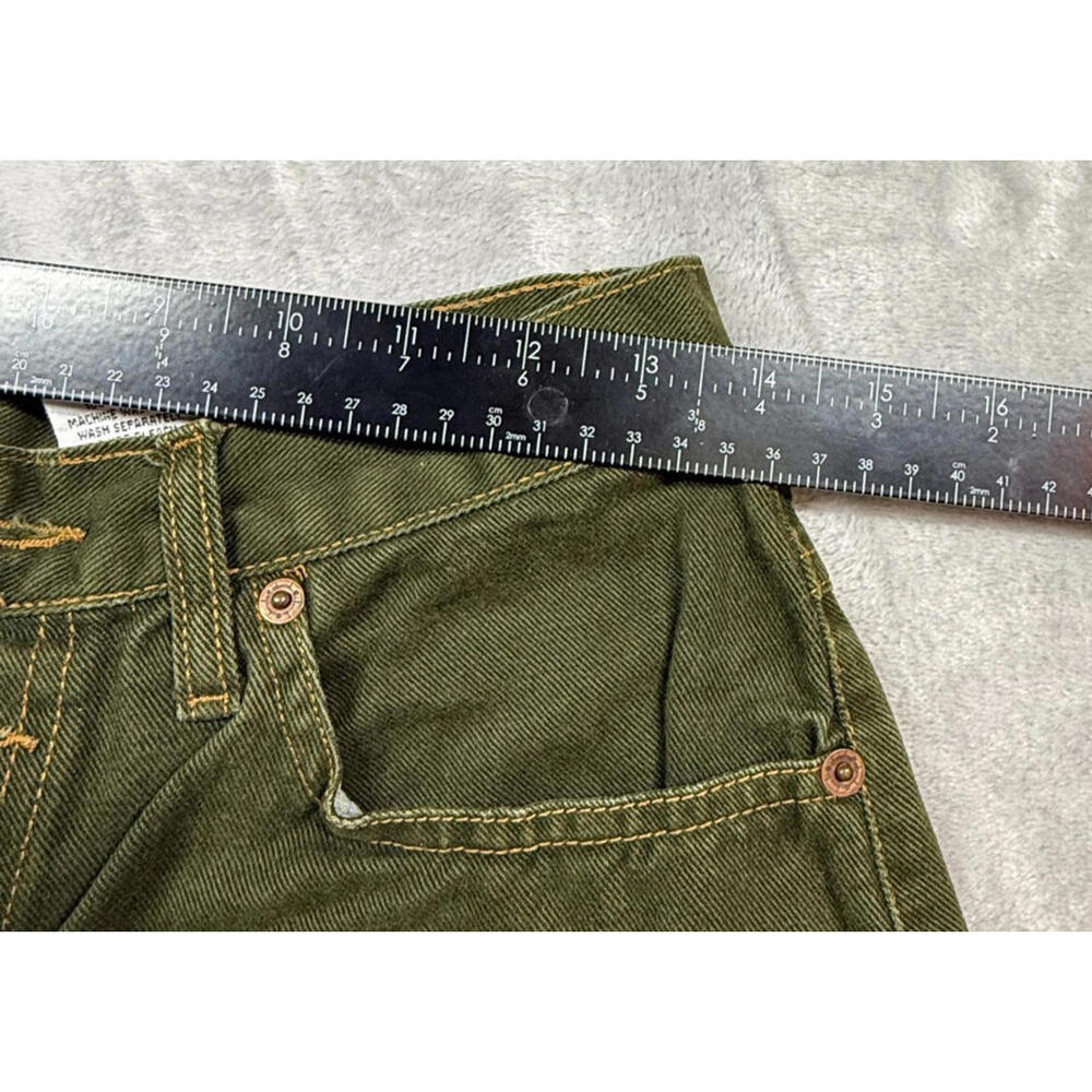 Vtg LEI High Waisted Jean Shorts Size 9 5-Button Fly in Hunter Green Y2K - Picture 7 of 9